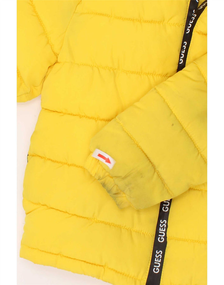 Guess Veste matelassée à capuche graphique pour garçons 3-4 ans jaune polyester