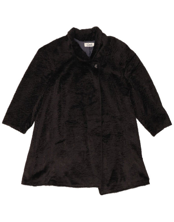 Womens Faux Fur Overcoat IT 44 Medium Black Synthetic