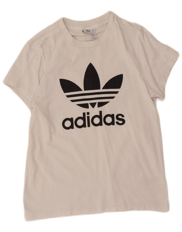 Adidas T-shirt graphique pour femme UK 8 Petit coton blanc
