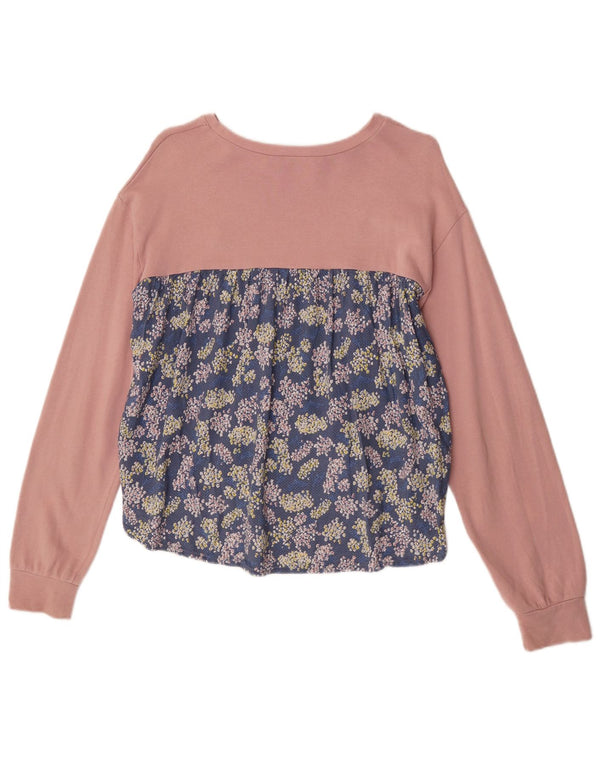 Benetton Sweat-Shirt Fille 13-14 Ans 3XL Rose Floral Coton