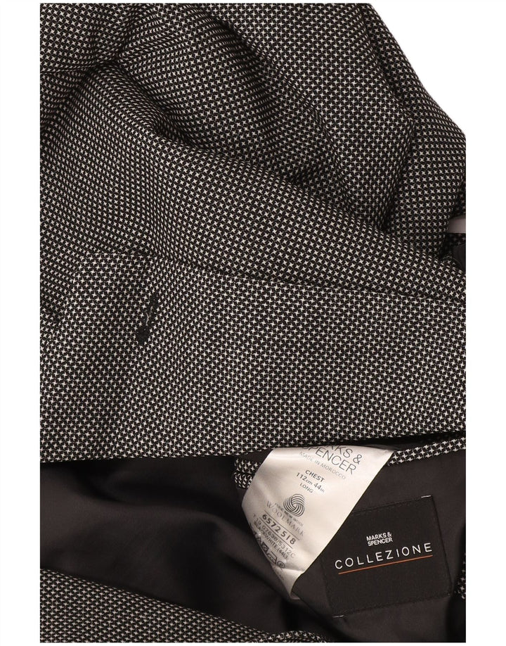 Marks & Spencer Veste blazer à 2 boutons pour homme UK 44 XL en laine à carreaux noirs