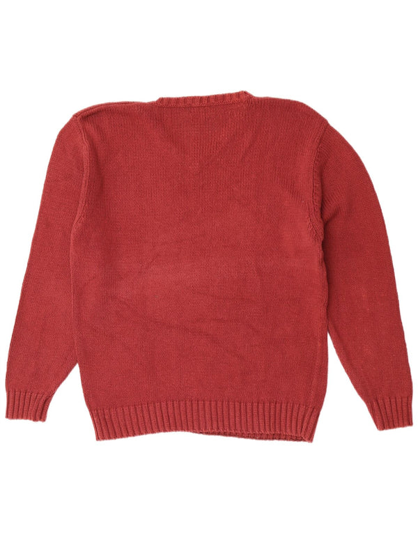 vintage Homme Col V Jumper Pull XL Marron Coton