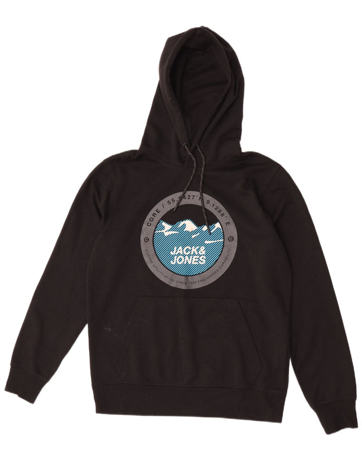 Jack & Jones Pull à Capuche Graphique Homme Noir Moyen Polyester