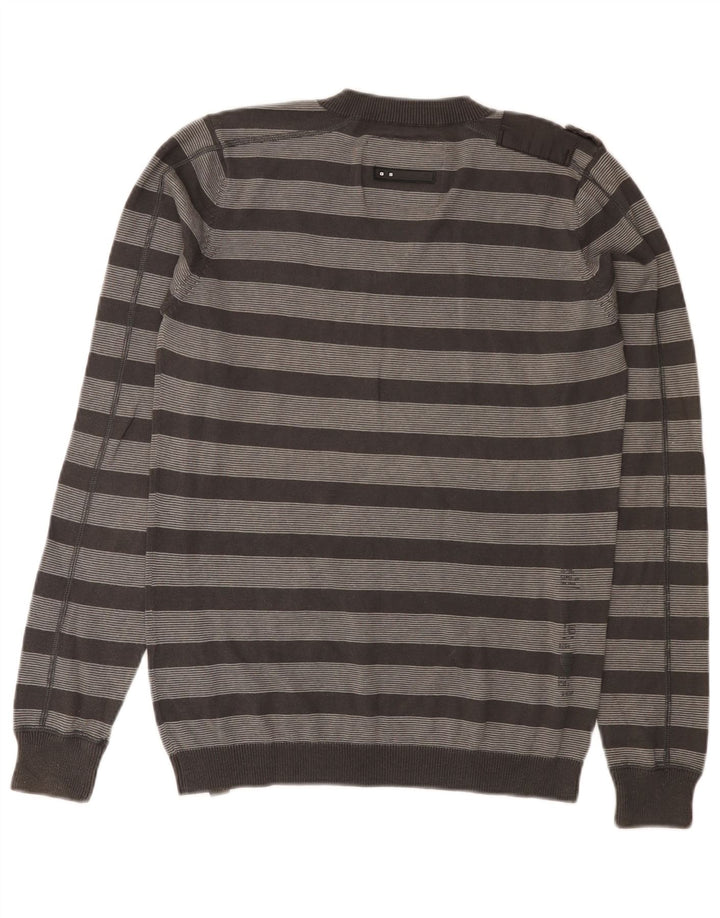G-Star Pull Col V Homme Gris Moyen Rayé Coton