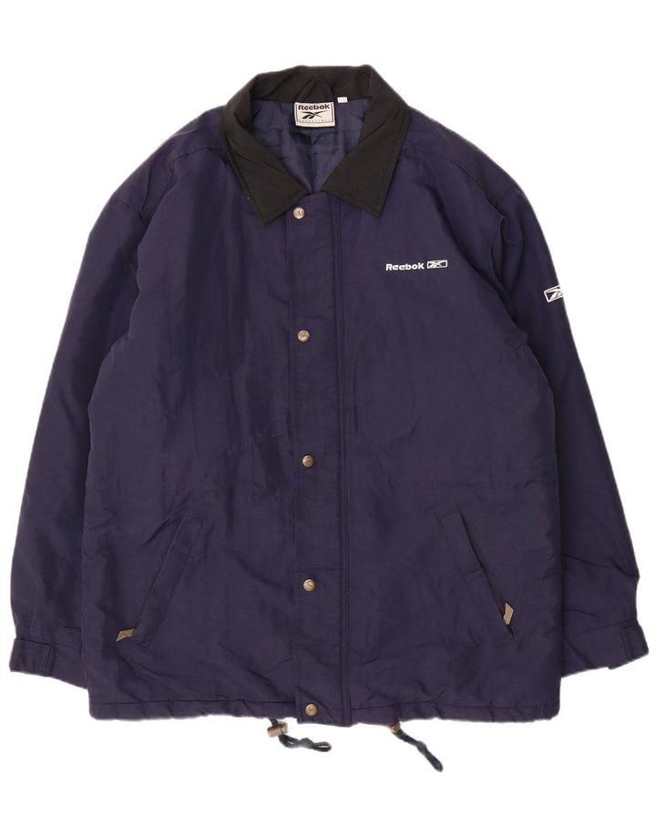 REEBOK Veste coupe-vent coupe ample pour homme UK 36 Small Bleu marine Nylon
