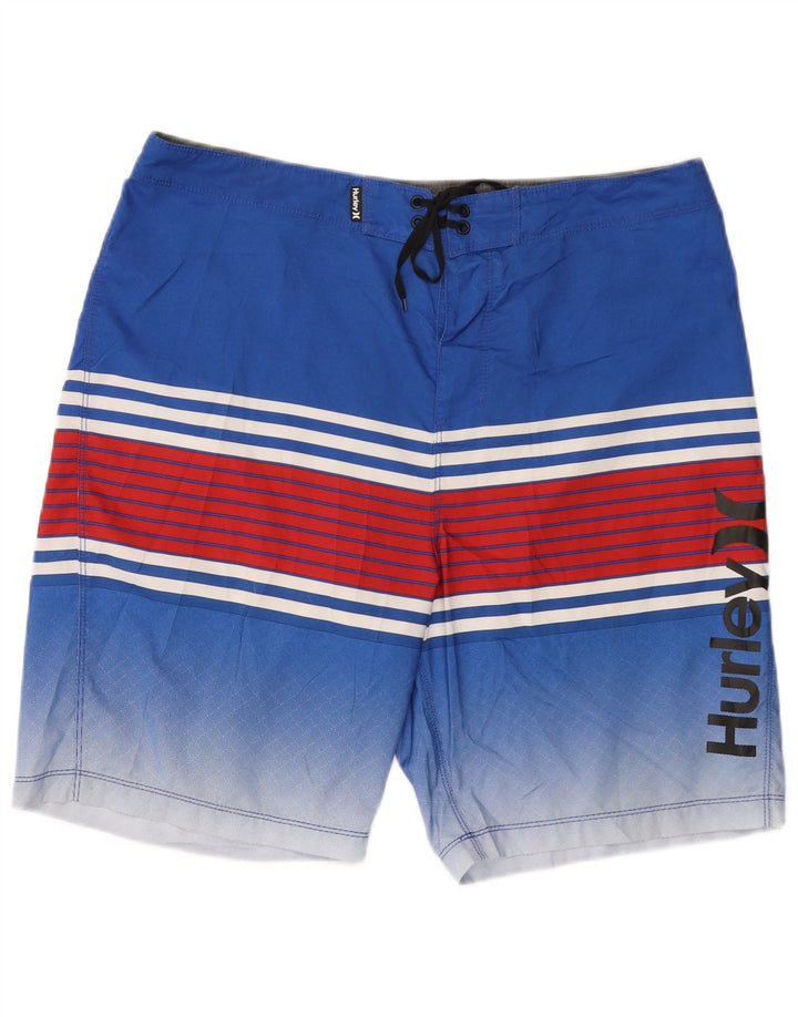 Hurley Short de bain graphique pour homme en polyester à rayures bleues