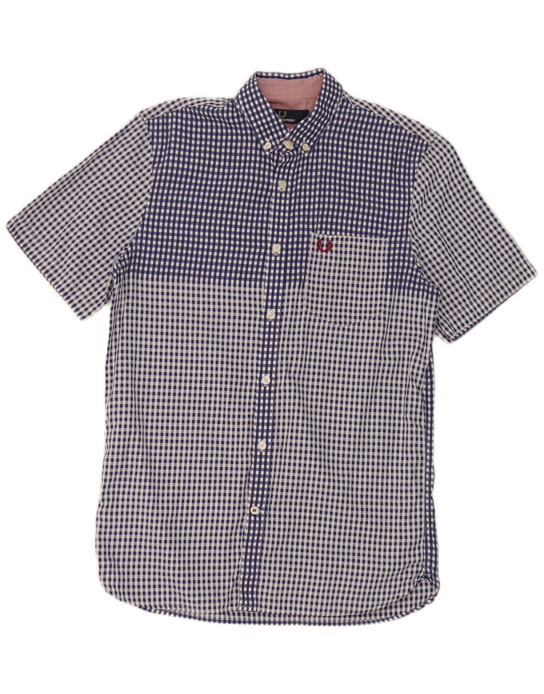 Fred Perry Chemise à manches courtes pour homme en coton à petits carreaux bleus