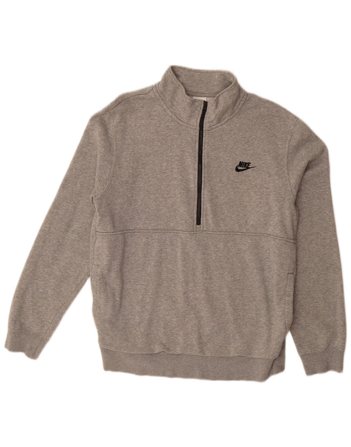 NIKE Sweat-shirt à col zippé pour hommes, grand coton gris