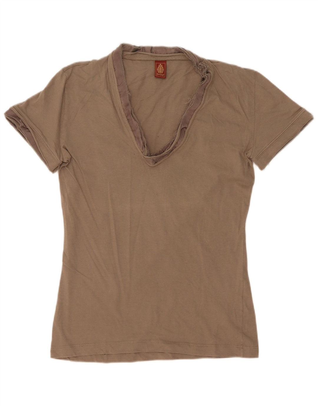 Dondup T-Shirt Femme Top UK 12 Coton Kaki Moyen