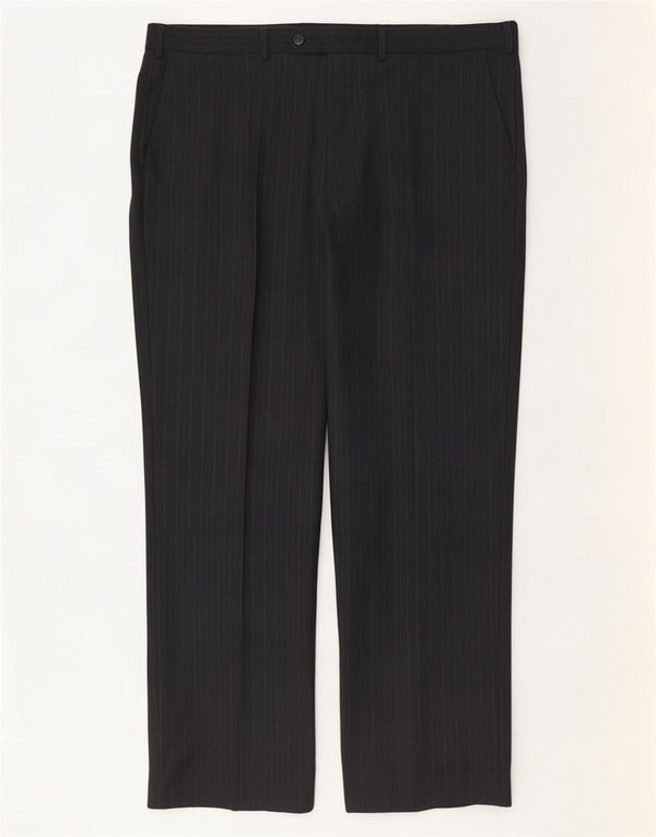 Marks & Spencer Pantalon de costume droit pour homme W40 L31 Gris à fines rayures Laine vierge