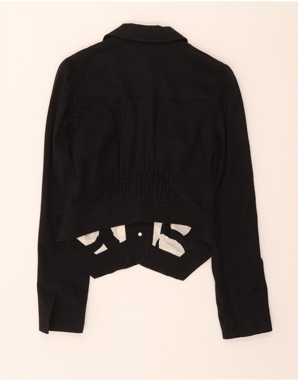 Armani Veste blazer courte à 3 boutons pour femme UK 12 Coton noir moyen