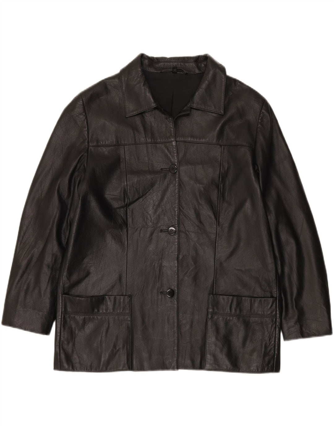 veste en cuir femme vintage EU 42 Grand Noir