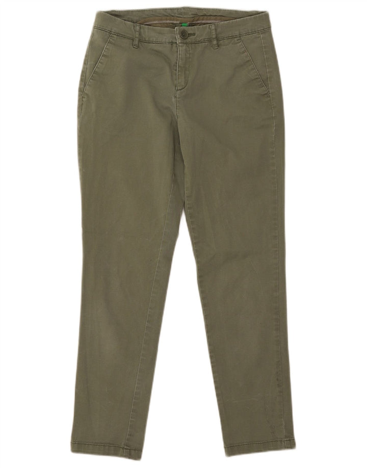 BENETTON Pantalon Chino Slim Fille 13-14 ans W26 L26 Kaki