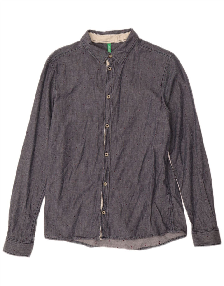 BENETTON Chemise Garçon 13-14 ans 3XL Bleu Marine à Pois Coton