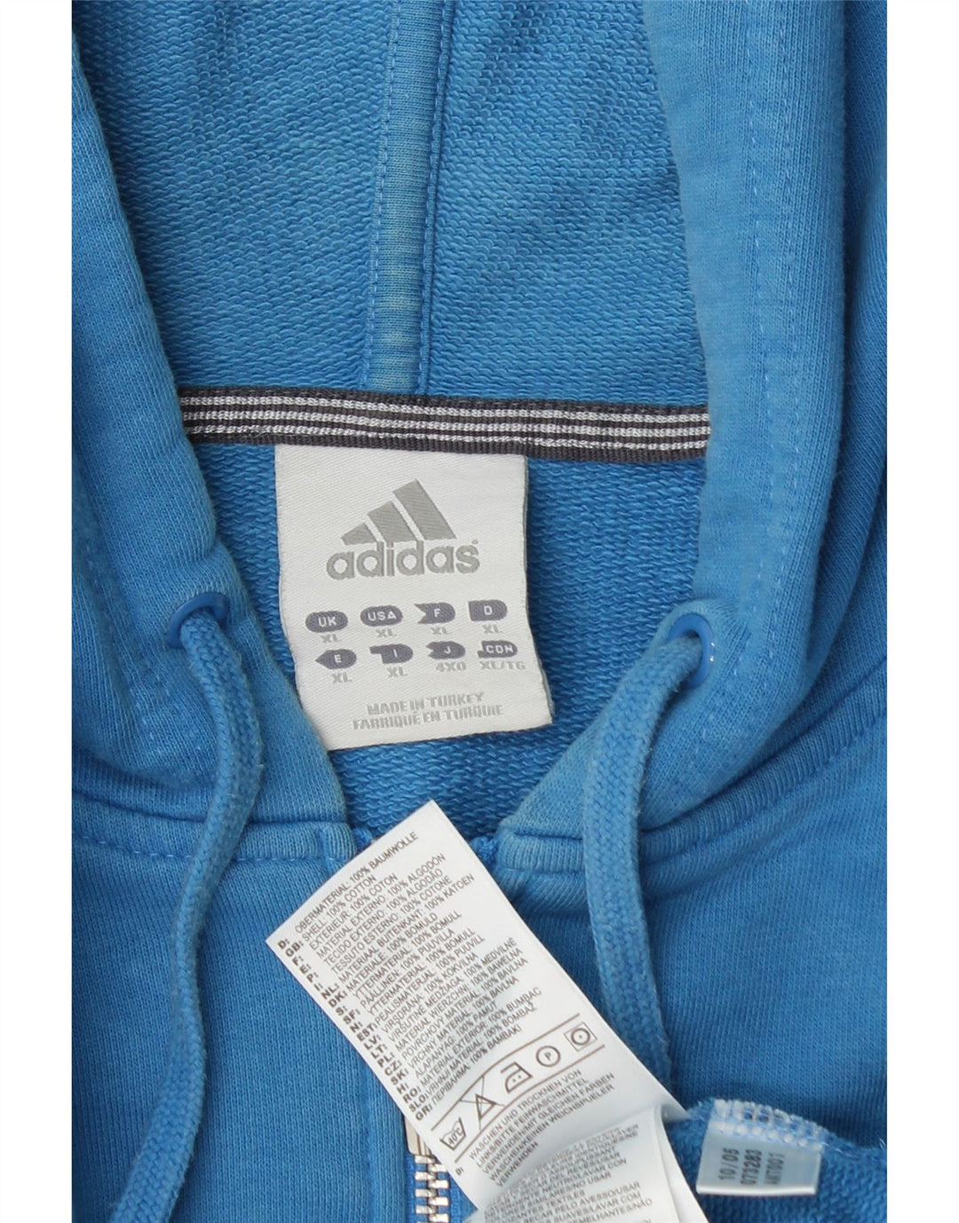 ADIDAS Pull à capuche zippé pour homme XL Bleu Coton