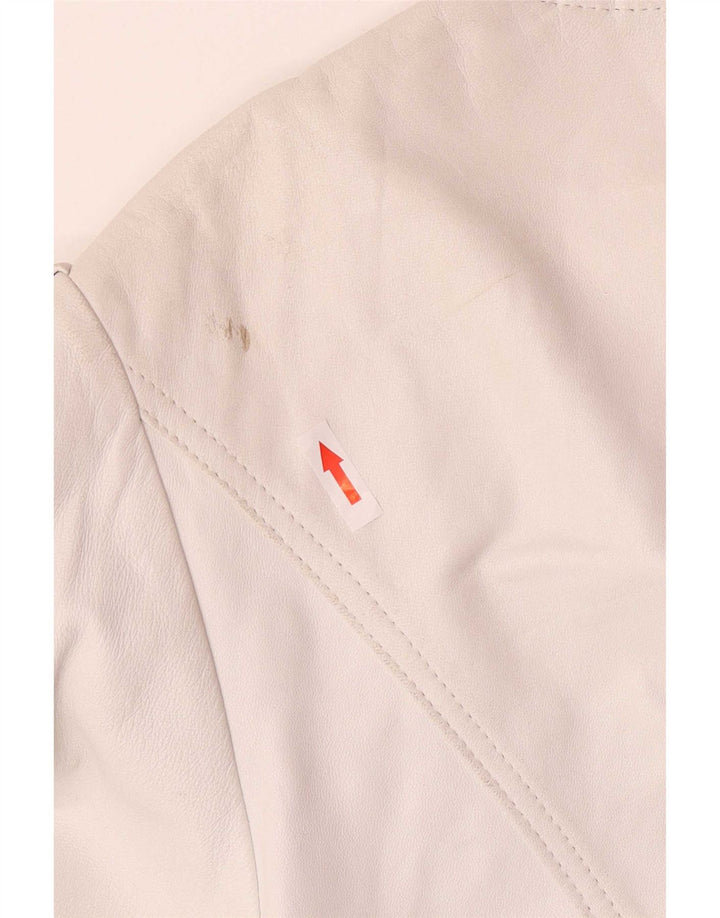 Madeleine Veste blazer en cuir à 4 boutons pour femme IT 42 Blanc moyen
