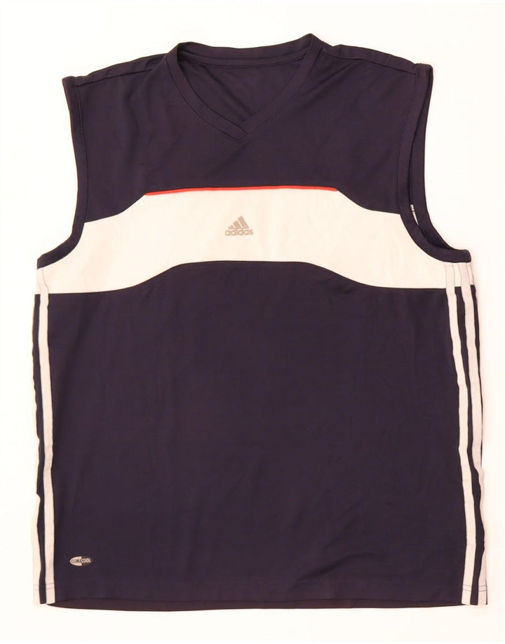 Adidas Hommes Climacool Débardeur Bleu Marine Moyen Colorblock Polyester