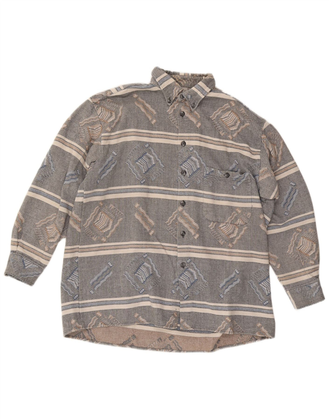 Chemise en flanelle homme vintage grande rayée grise