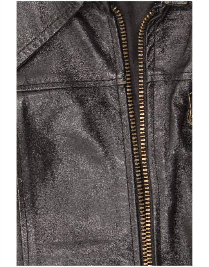 Veste en cuir femme vintage UK 18 XL Cuir Noir