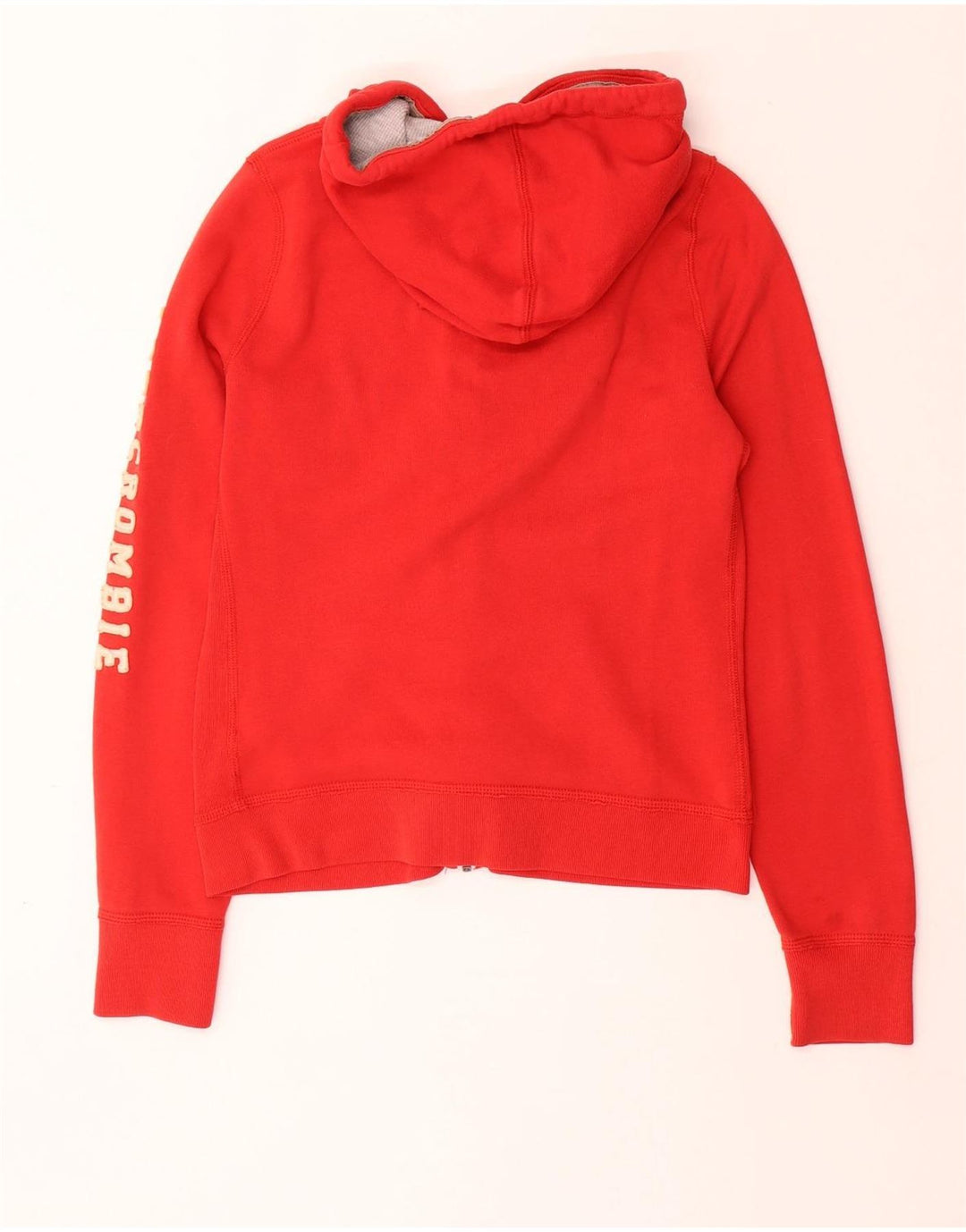 ABERCROMBIE & FITCH Pull à capuche zippé graphique pour femme UK 14 Large Rouge