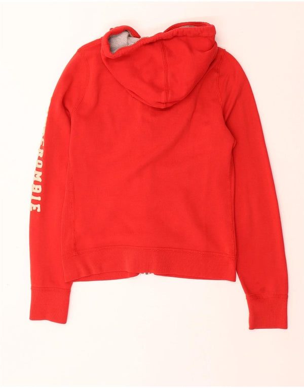ABERCROMBIE & FITCH Pull à capuche zippé graphique pour femme UK 14 Large Rouge