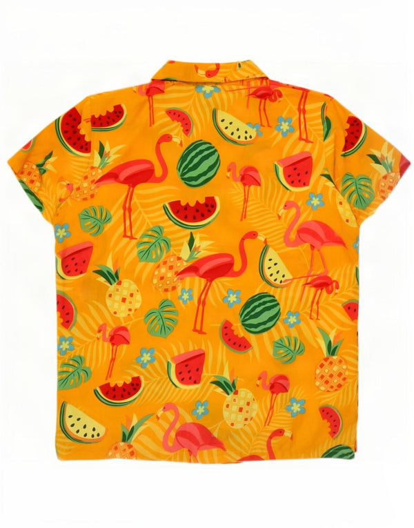 Chemise Vintage Homme Graphique Manches Courtes XL Jaune Terivoile Festival