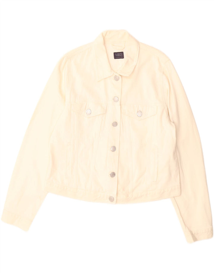 Marks & Spencer Veste en jean courte pour femme UK 16 Large en coton blanc cassé