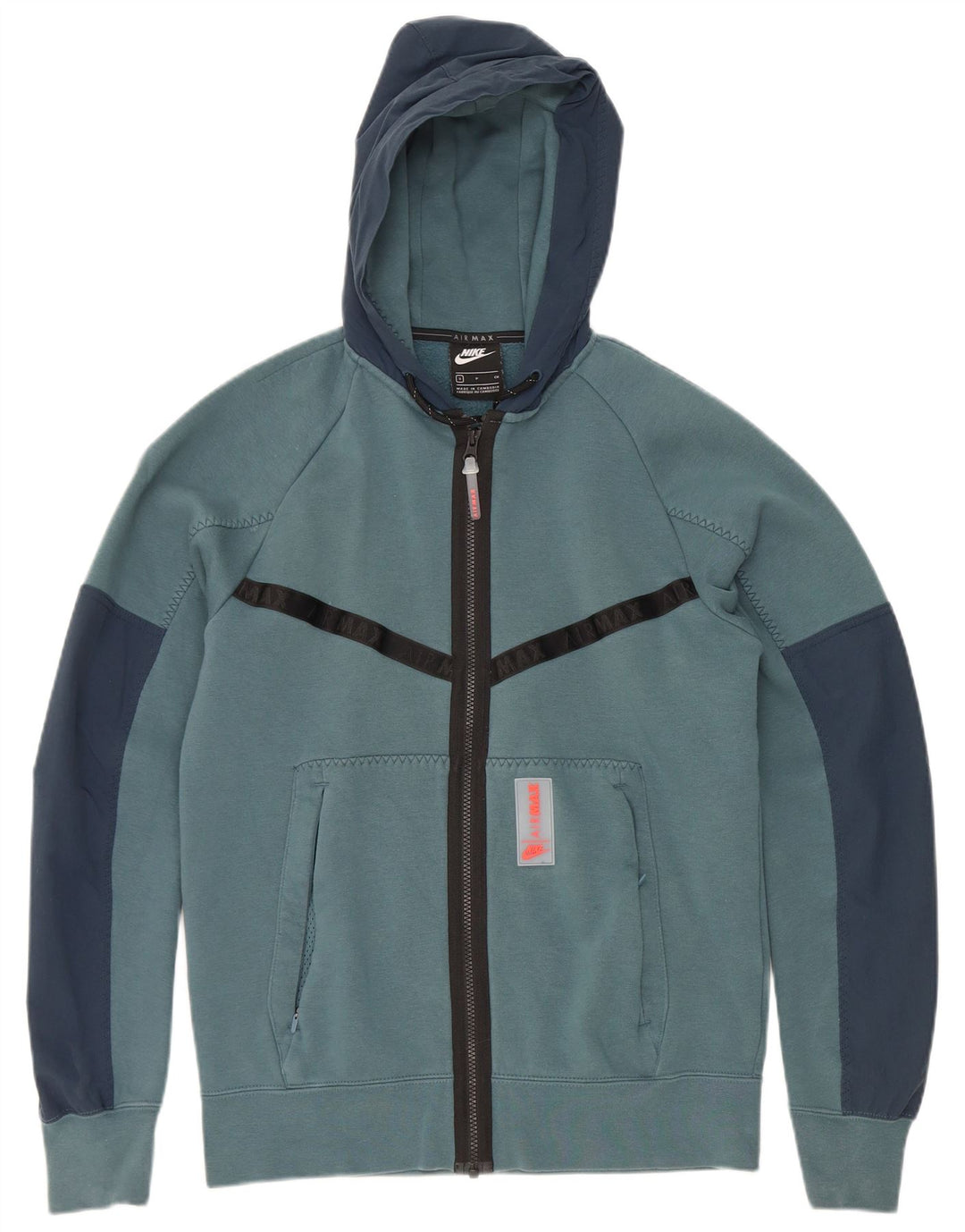 Nike Pull à capuche zippé pour homme Petit polyester color block bleu