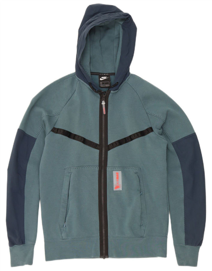 Nike Pull à capuche zippé pour homme Petit polyester color block bleu