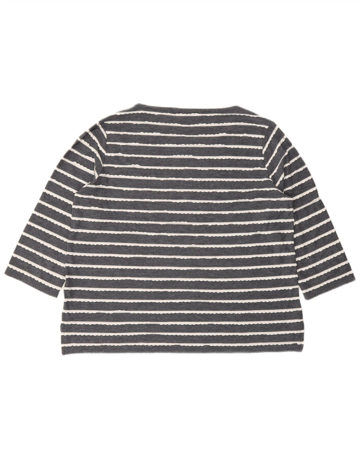 Marks & Spencer Haut pour femme à manches 3/4 UK 14 Large Viscose rayée grise