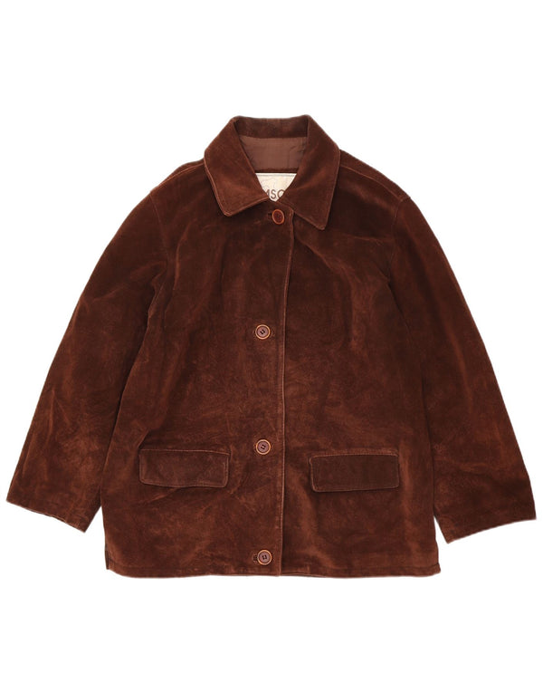 Braschi Veste blazer surdimensionnée en daim à 4 boutons pour femme IT 42 Marron moyen