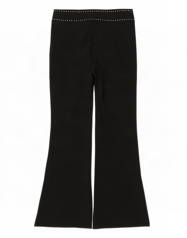 Marks & Spencer Womens Flare Casual Trousers UK 12 Medium W30 L30 Black
