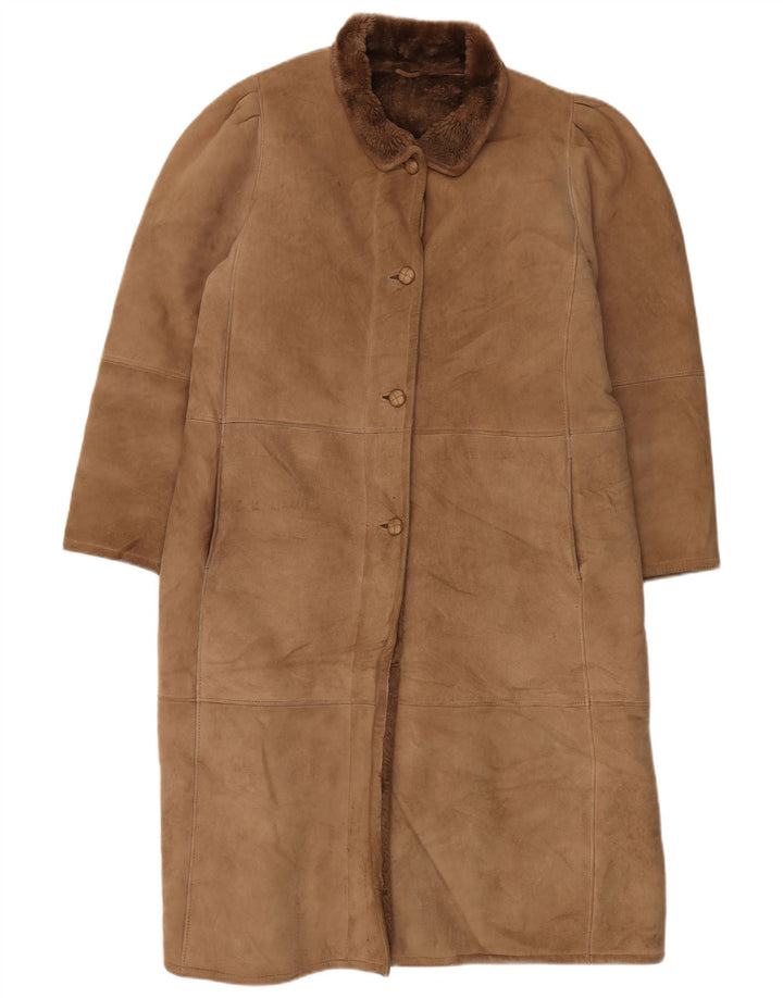 manteau en peau de mouton vintage femme UK 16 Grand Beige