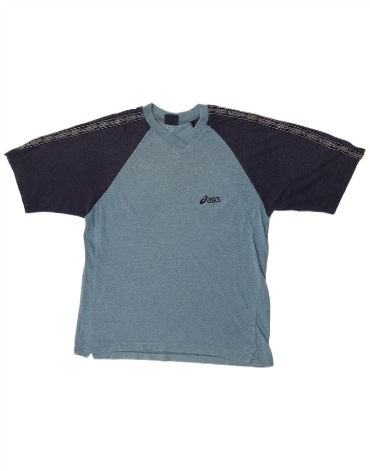 Asics T-Shirt Graphique Homme Bleu Moyen Colourblock Cotton