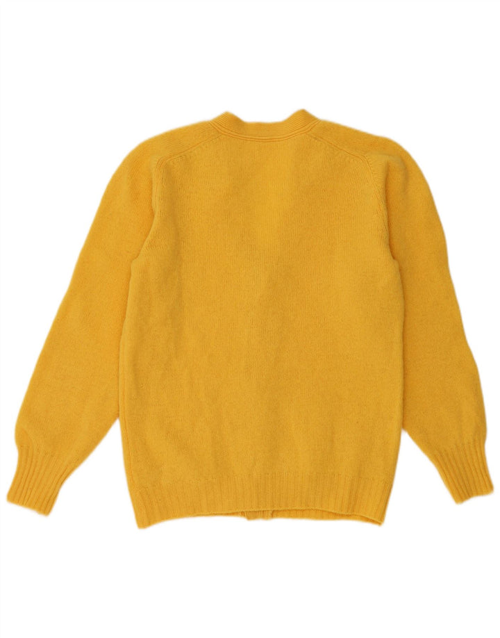 vintage Femme Cardigan Pull UK 14 Jaune Moyen