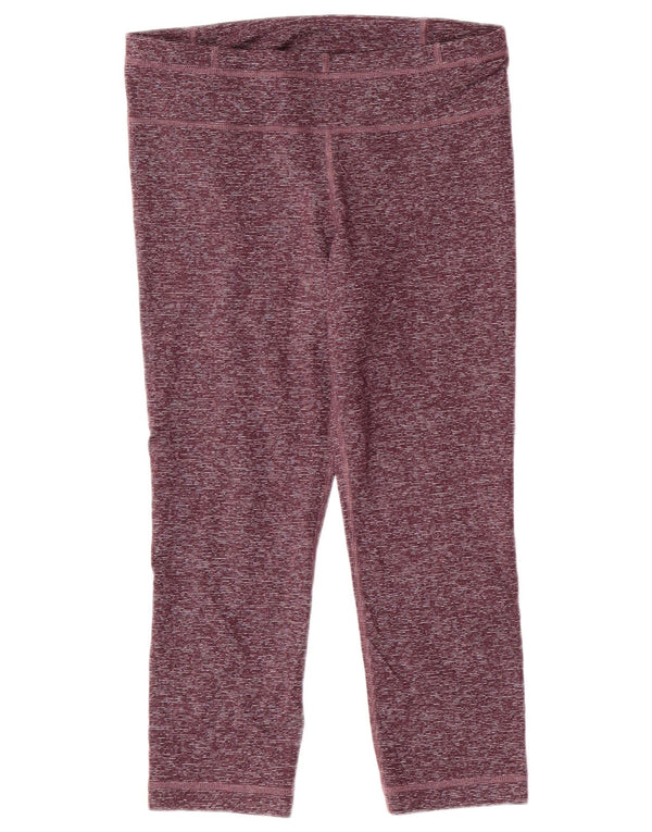 UNDER ARMOUR Legging Capri Femme UK 10 Petit Polyester Chiné Bordeaux
