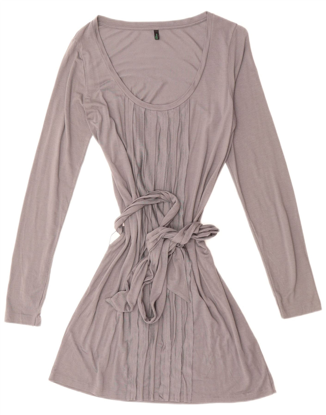 BENETTON Womens Long Sleeve A-Line Dress UK 12 Medium Grey Modal