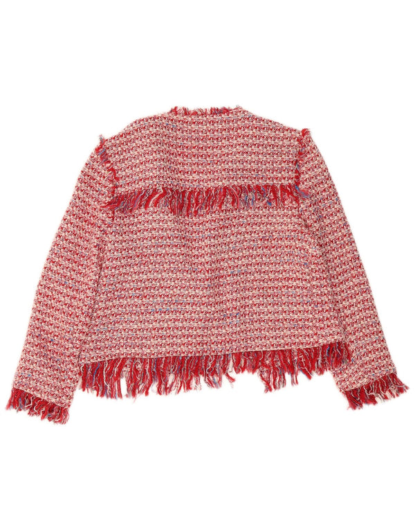 Zara Veste Boléro Ouverte Femme UK 16 Large Rouge Moucheté