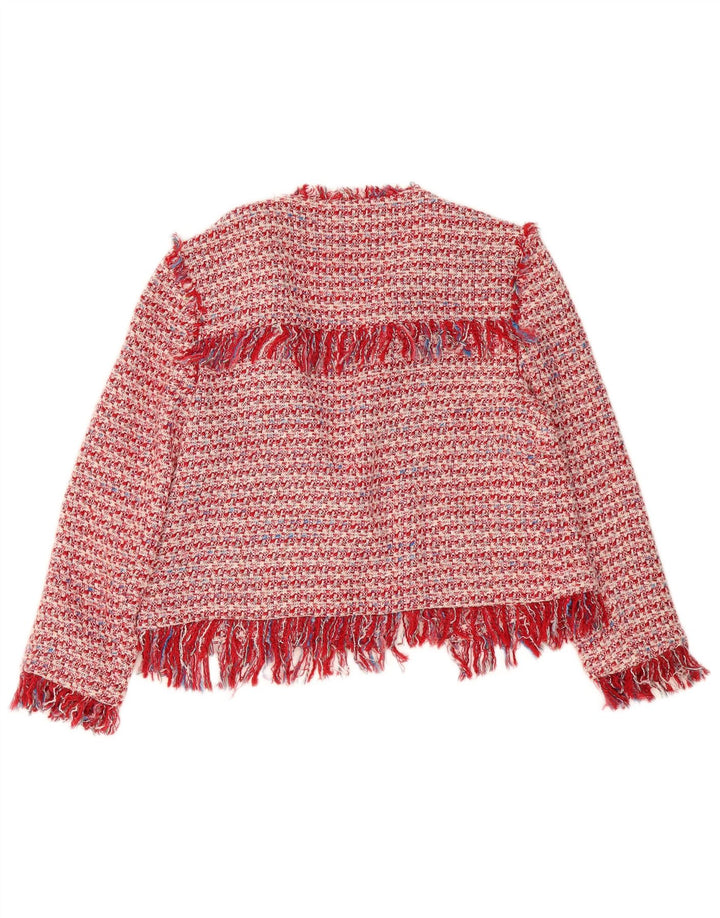 Zara Veste Boléro Ouverte Femme UK 16 Large Rouge Moucheté