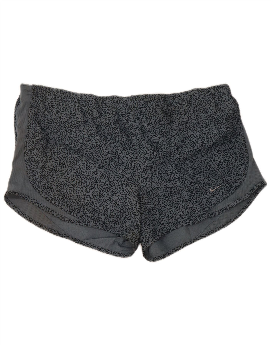 NIKE Short de sport Dri Fit pour femme UK 16 Grand gris imprimé animal en polyester