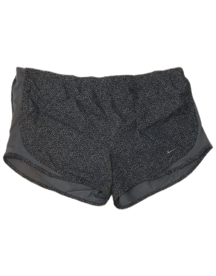 NIKE Short de sport Dri Fit pour femme UK 16 Grand gris imprimé animal en polyester