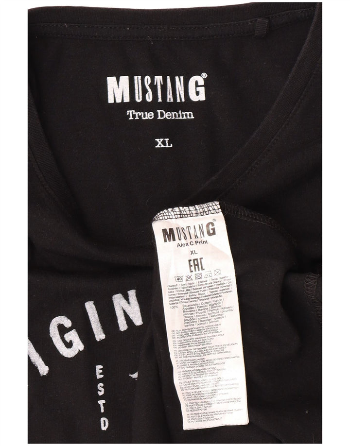 MUSTANG T-Shirt Graphique Homme Top XL Noir Coton