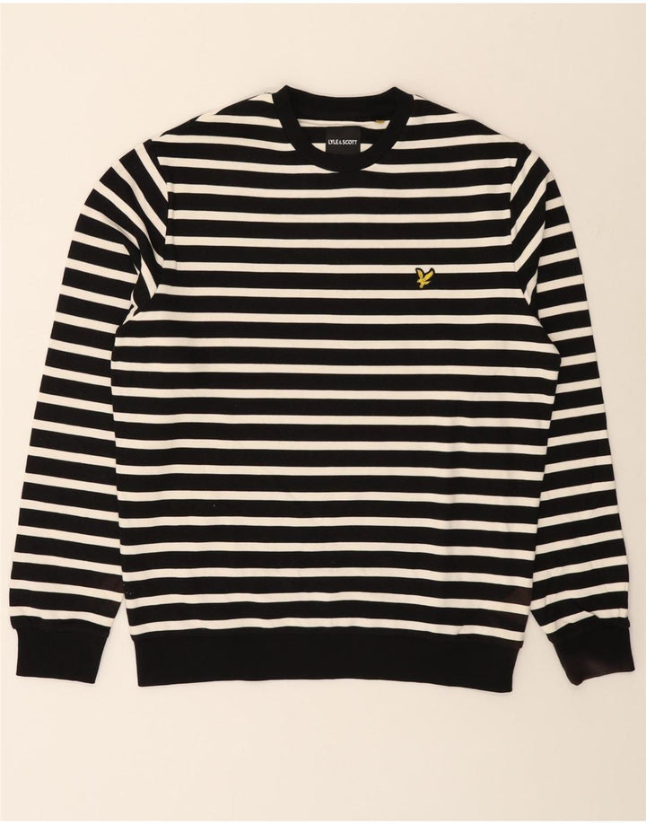 LYLE & SCOTT Pull à col rond pour homme en coton rayé noir