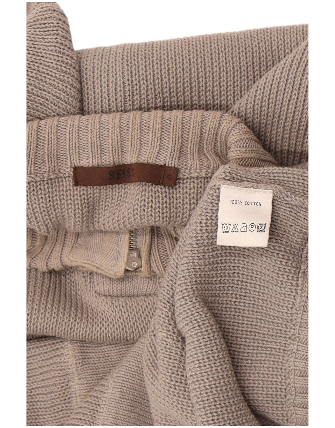 Reiss Pull col boutonné pour homme XL Gris Coton