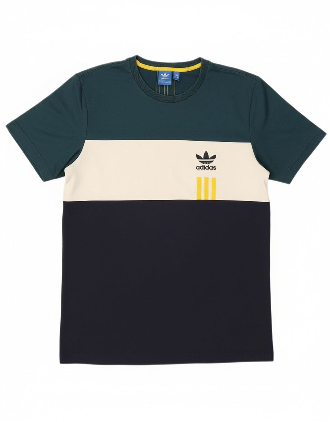Adidas Homme T-Shirt Top Medium Multicolore Colourblock Coton