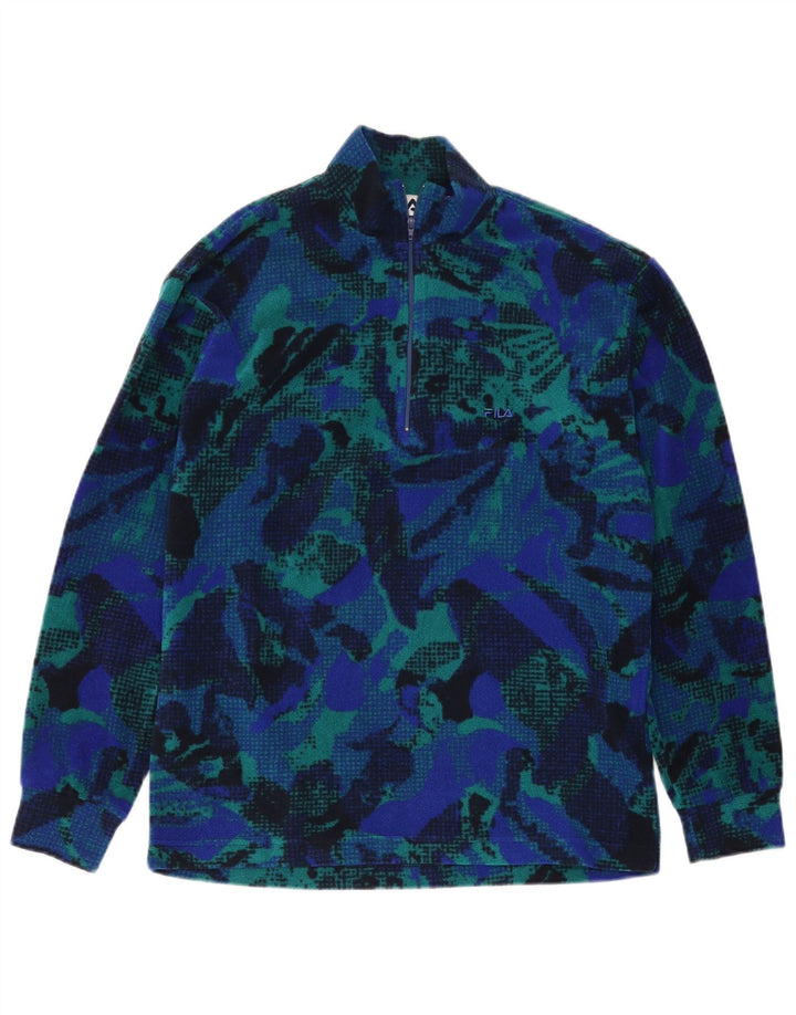Fila Pull polaire à motif abstrait pour homme IT 48 Bleu moyen Colourblock