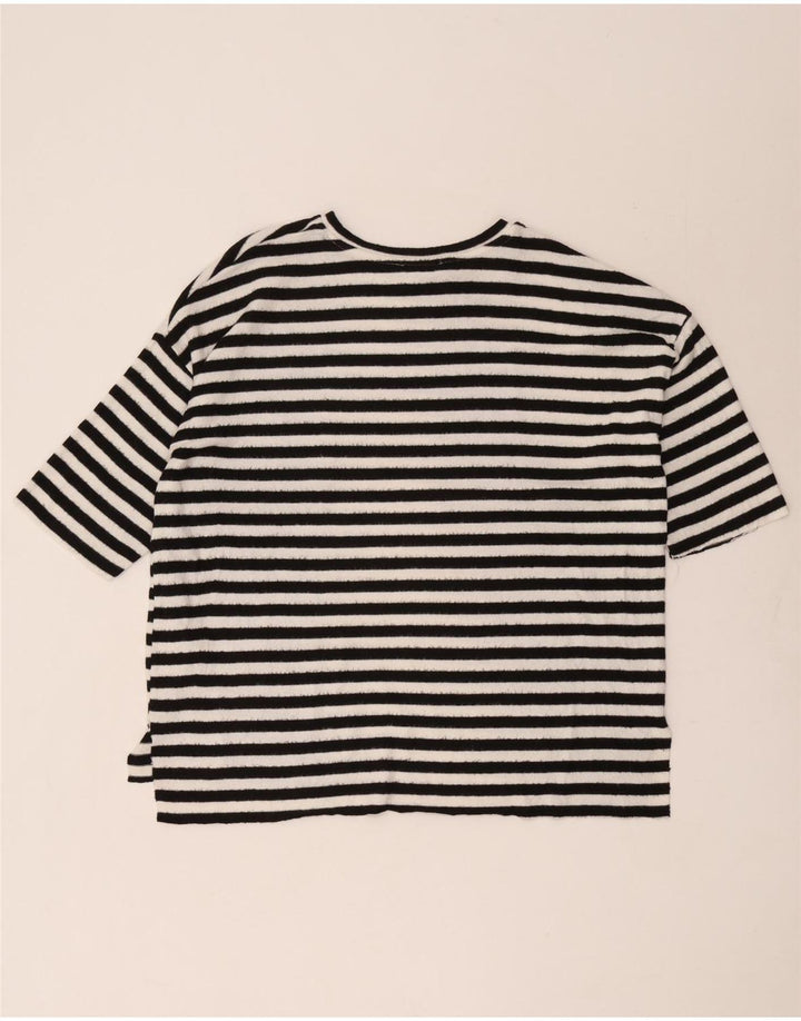 Zara Womens T-Shirt Oversize UK 14 Medium Noir Rayé