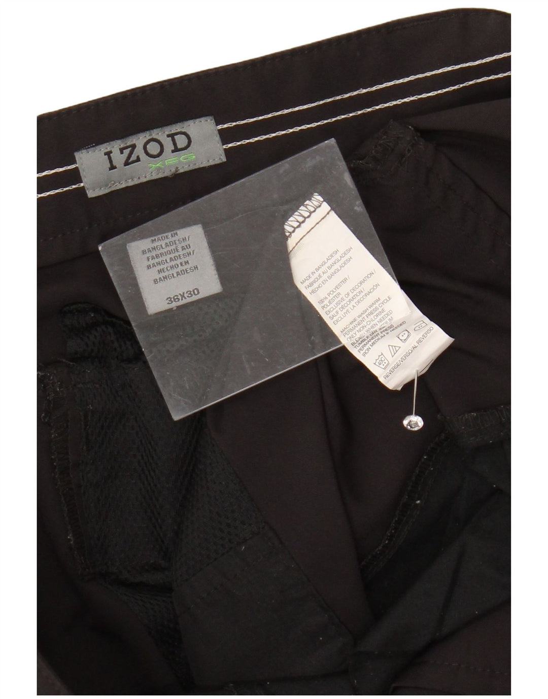 IZOD Pantalon Chino Droit Homme W36 L30 Noir Polyester