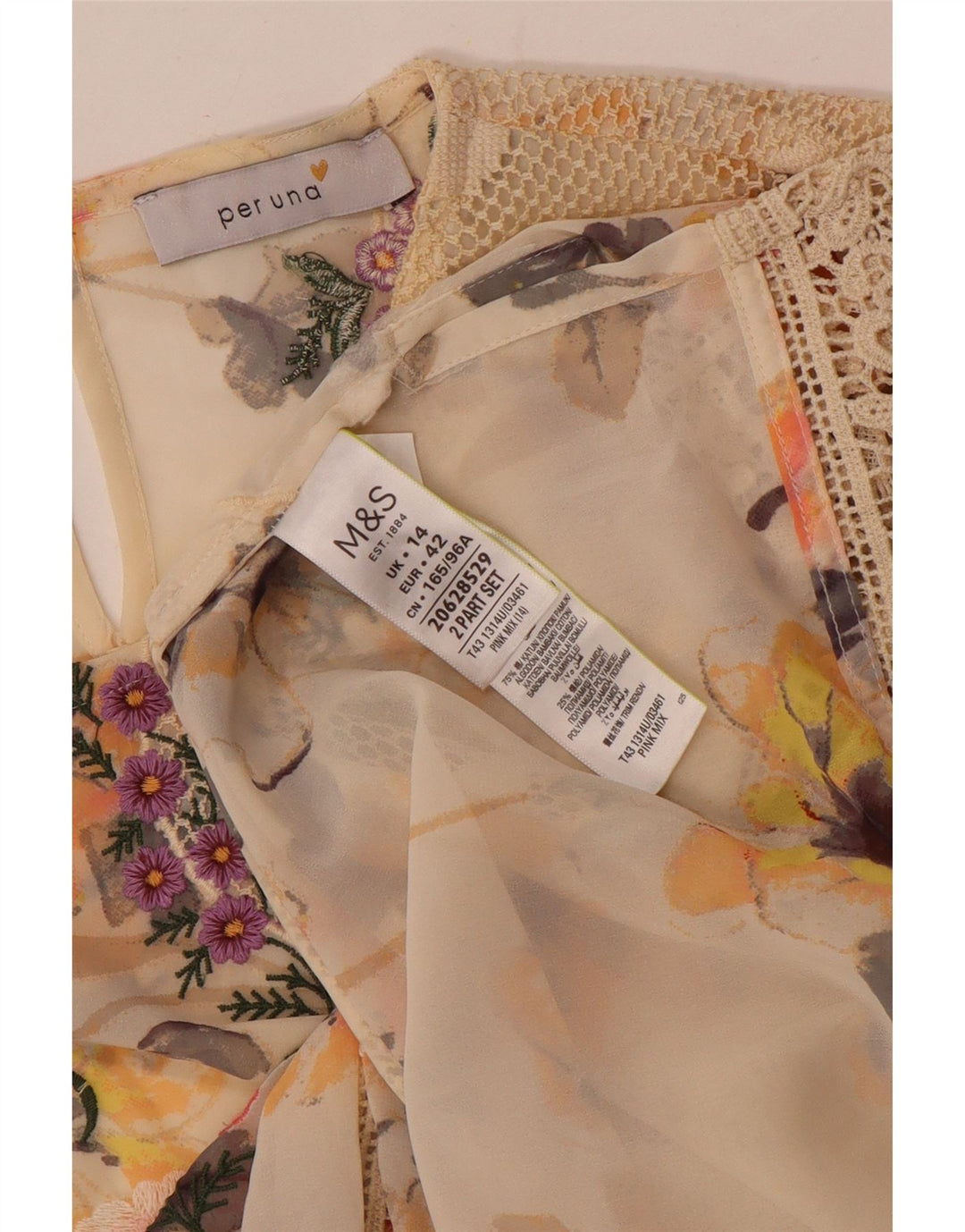 Marks & Spencer Per Una Chemisier à manches 3/4 pour femme Blanc cassé Taille 44