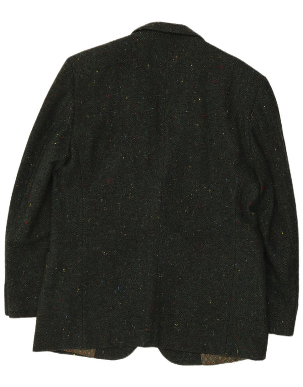 Benetton Veste Blazer 2 Boutons Homme IT 50 Grande Laine Mouchetée Verte